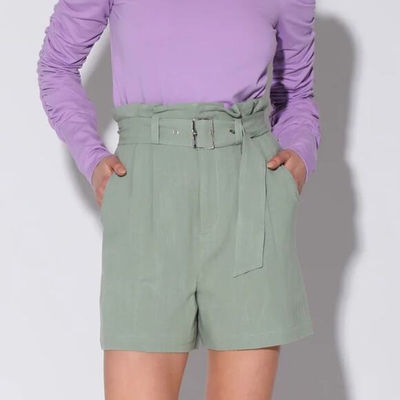 Walter Baker High Waist Paperbag Linen Shorts Size XL New - Picture 1 of 5